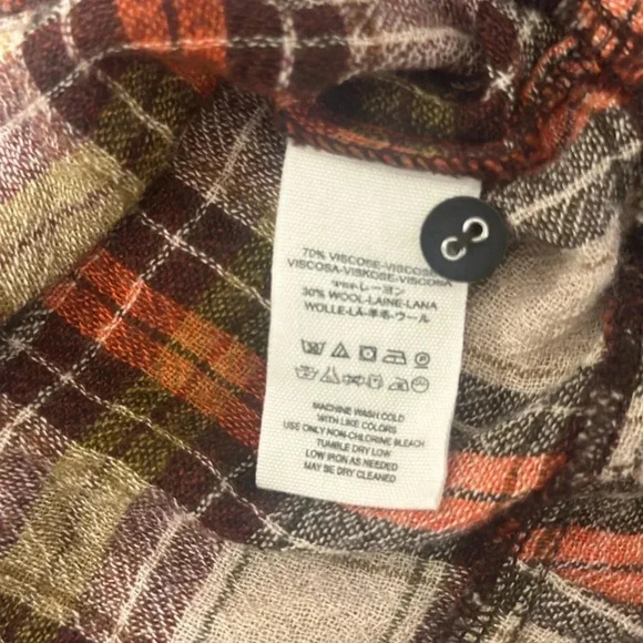 Free People Promise Everything Plaid Peplum Top Women’s Small - Picture 6 of 6